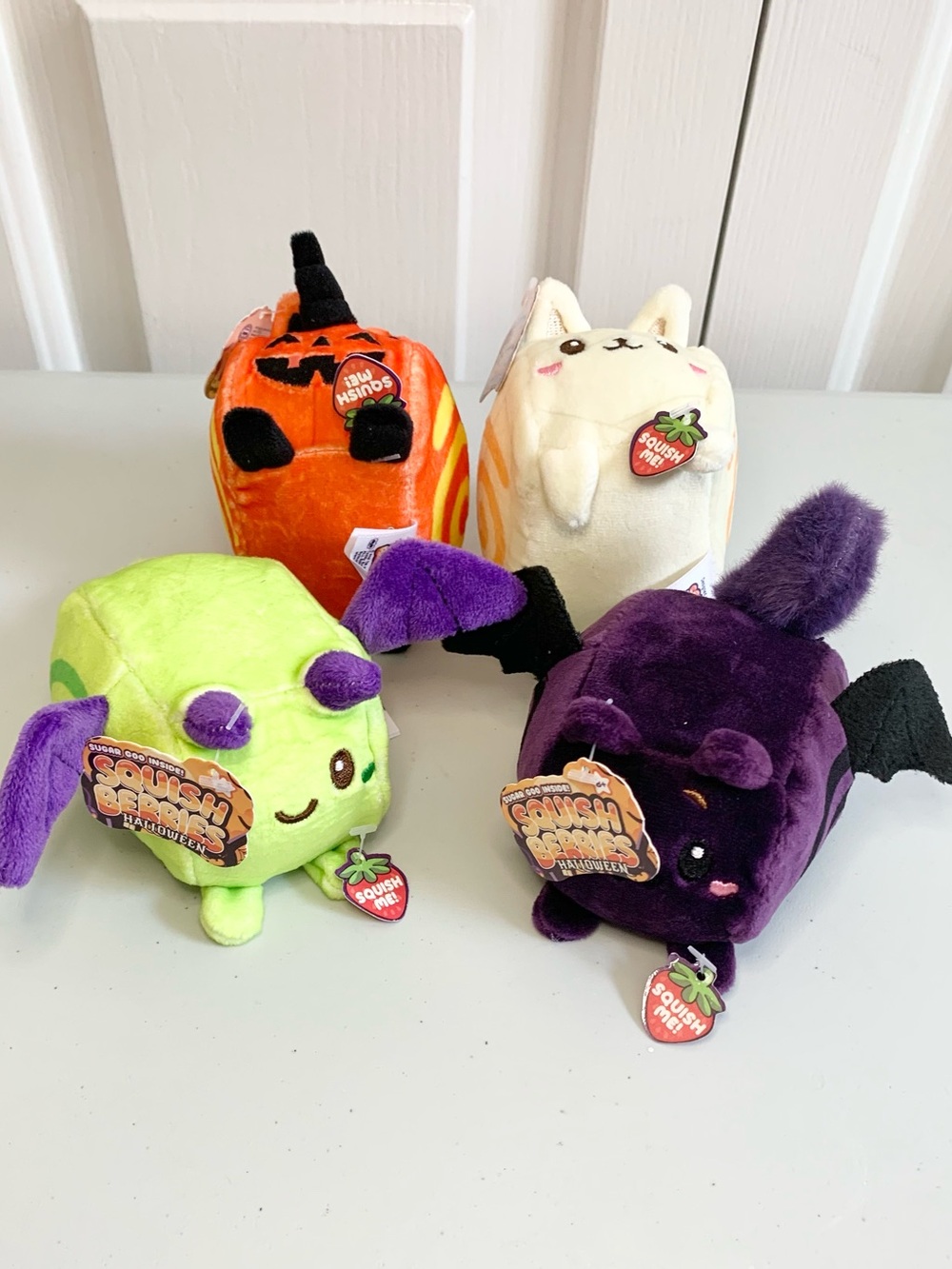 Squish Berries Halloween Squishy Plush Set of 4 NEW Plushy Spooky Squishies